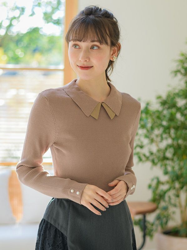襟付きリブニット（1R14-12159） | トップス | Carina Closet
